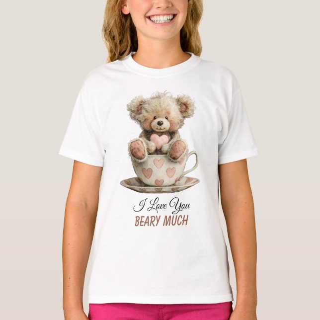 Camiseta I Love You Beary Much In Cup Postcard (Frente)