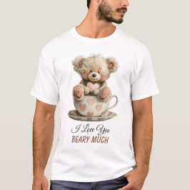 Camiseta I Love You Beary Much In Cup Postcard