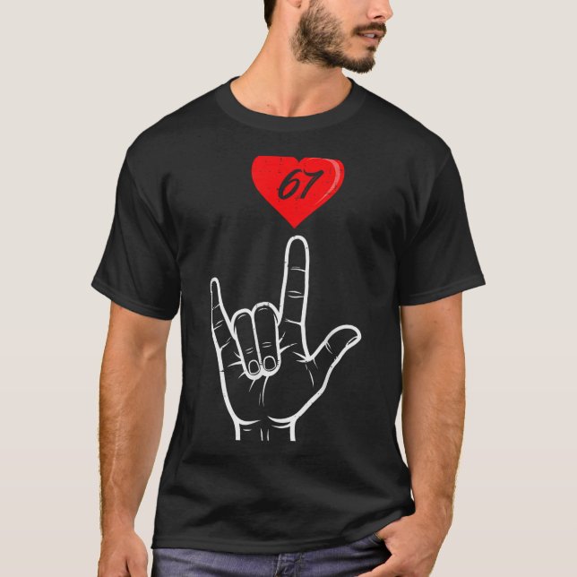 Camiseta I Love You Hand Sign Asl Heart 67 Women Kids Men V (Frente)