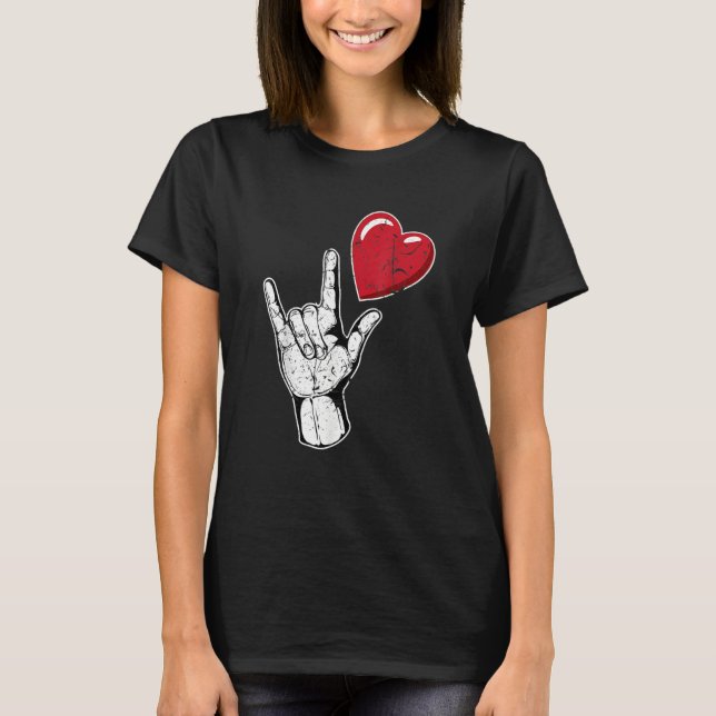 Camiseta I Love You Hand Sign Valentines Day Language_1 (Frente)