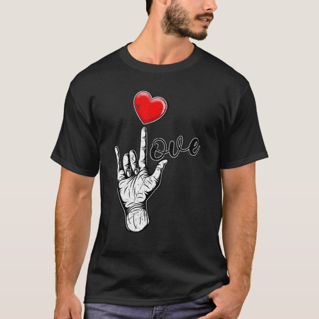 Camiseta I Love You Hand Sign Valentines Day Shirt Language (Frente)