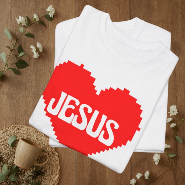 Camiseta I love you Jesus pixel art (Criador carregado)