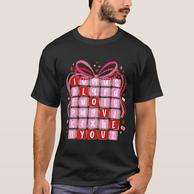 Camiseta I Love You Valentine Kids Preppy Valentine's Day L (Frente)