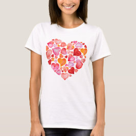 Camiseta I love you watercolor hearts