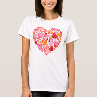 Camiseta I love you watercolor hearts