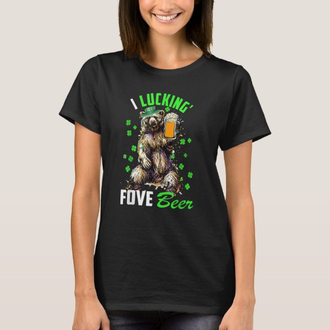 Camiseta I Luckin' Fove Beer Funny St. Patty's Day Go Lucky (Frente)