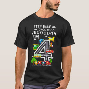 Camiseta I M 4 Birthday Boy 4th Bday Treina Automóveis Veh