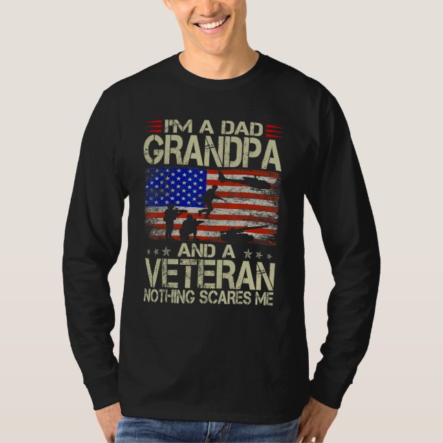 Camiseta I m A Dad Grandpa And Veteran Fathers Day Papa Gra (Frente)