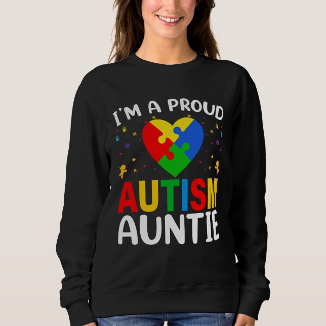 Camiseta I m a Proud Autism Aunt Autism Awareness Puzzle Pi (Frente)