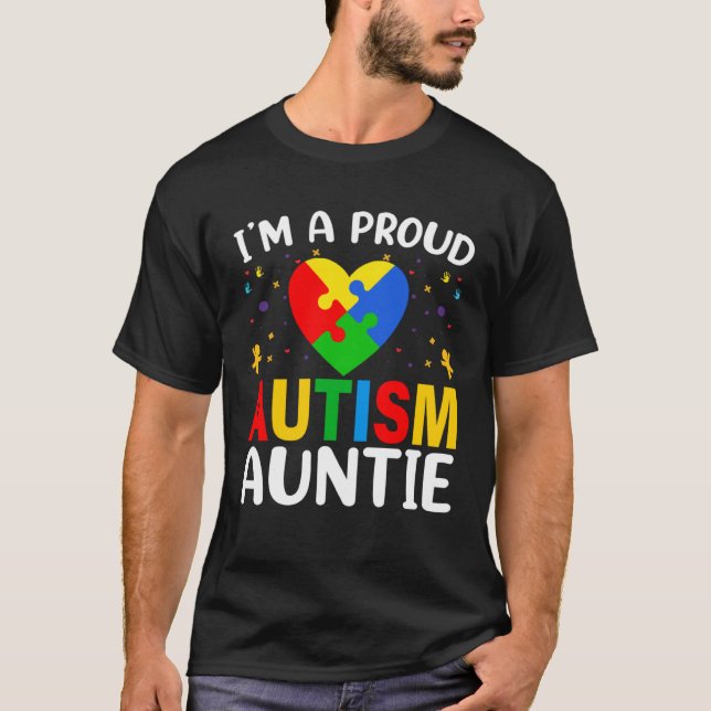Camiseta I m a Proud Autism Aunt Autism Awareness Puzzle Pi (Frente)