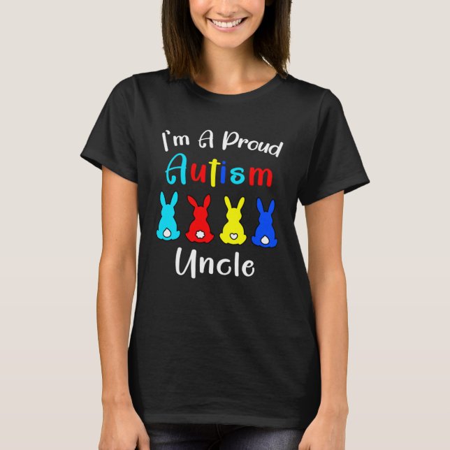 Camiseta I m A Proud Uncle Easter Bunny Autism Awareness Ra (Frente)
