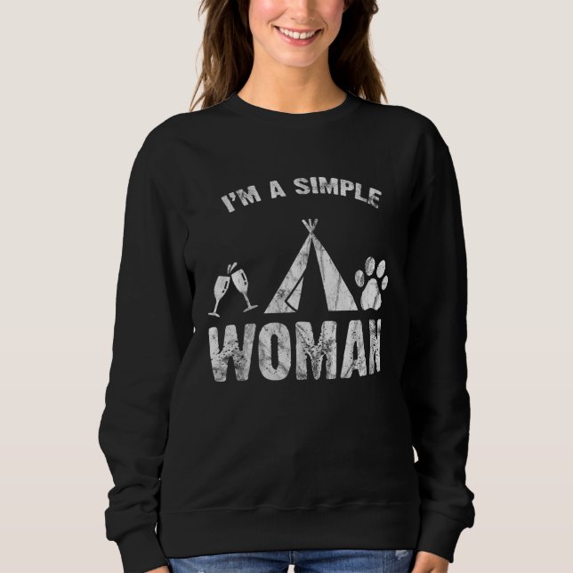 Camiseta I m A Simple Woman Wine Camping Dog (Frente)
