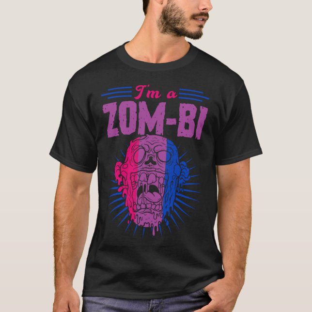 Camiseta I m A Zom Bi Bisexual Zombie Pride Scary Halloween (Frente)