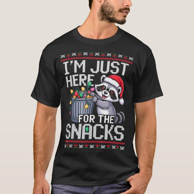 Camiseta I’m Just Here For The Snacks Raccoon Christmas Ugl (Frente)