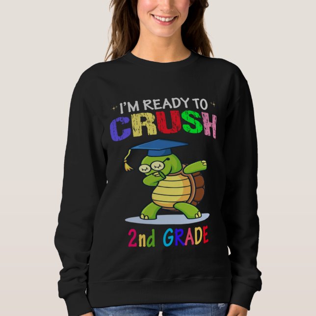 Camiseta I m Ready To Crush 2nd grade Dabbing turtle Girls  (Frente)