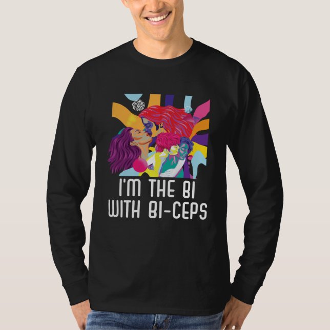 Camiseta I m The Bi With Bi Ceps Bisexual Pride Bodybuilder (Frente)