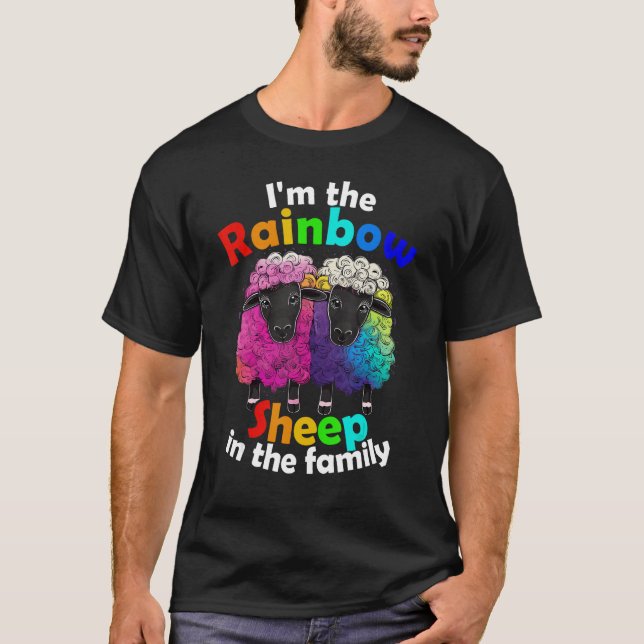Camiseta I m the rainbow sheep of the family Lesbian Pride (Frente)