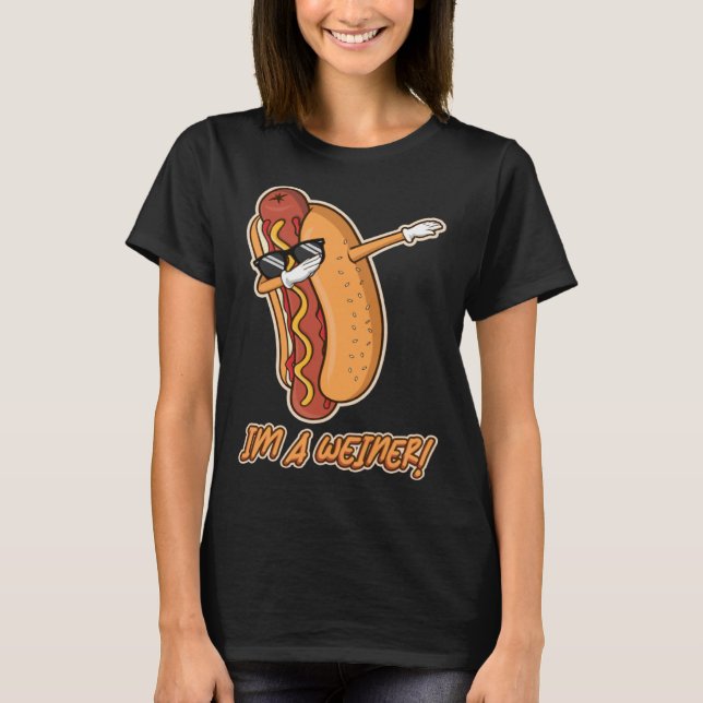 Camiseta I m Wiener  Dabbing Sunglasses Hotdog Food  Humor (Frente)