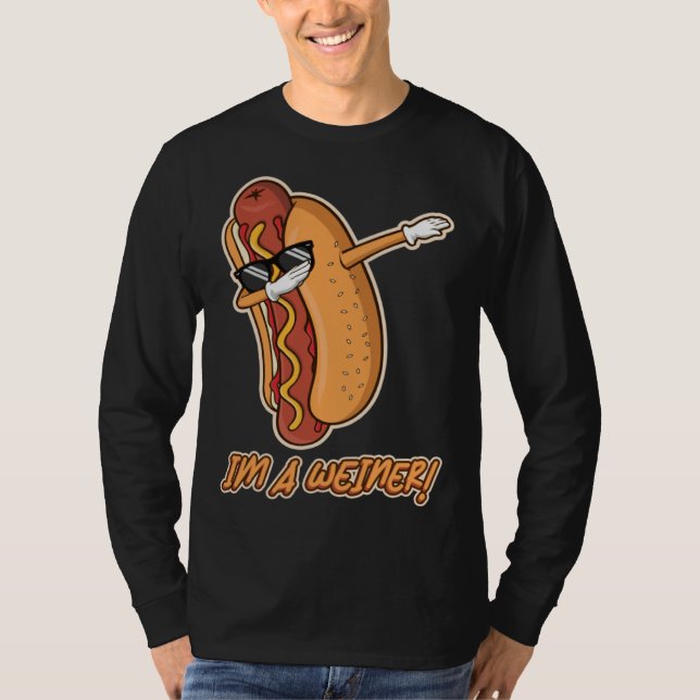 Camiseta I m Wiener  Dabbing Sunglasses Hotdog Food  Humor (Frente)
