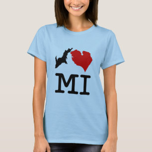 Camiseta I: MI (coração Michigan) leve, impressão pequena