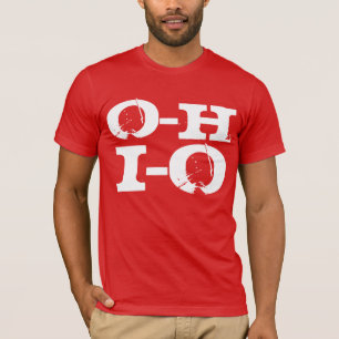Camiseta I-O Ohio, Grunge vermelho e branco legal engraçad