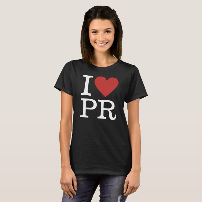 Camiseta I ❤️ PR para Funcionários de Relações Públicas (Frente Completa)