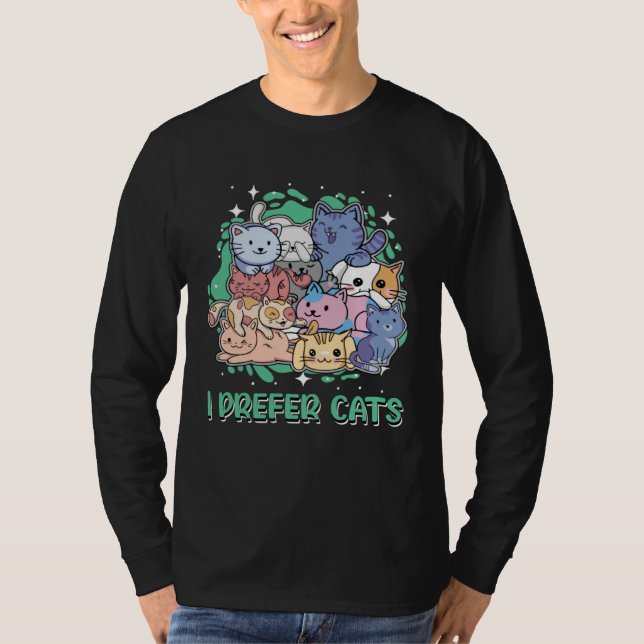Camiseta I Prefer Cats Introvert Cat  Antisocial Kitten Cat (Frente)
