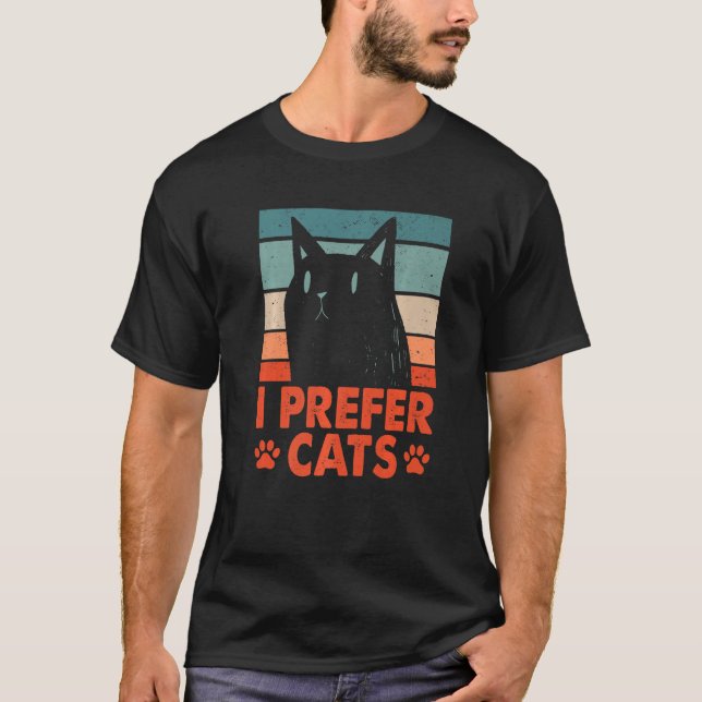 Camiseta I Prefer Cats Introvert Cat Antisocial Kitten Cat  (Frente)