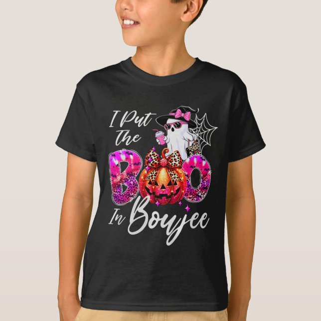 Camiseta I Put The Boo In Boujee Cute Leopard Boujie Ghost  (Frente)