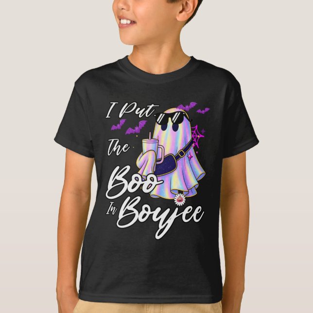 Camiseta I Put The Boo In Boujee Funny Leopard Boujie Ghost (Frente)