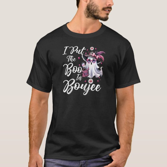 Camiseta I Put The Boo in Boujee Ghost Funny Pink Leopard H (Frente)
