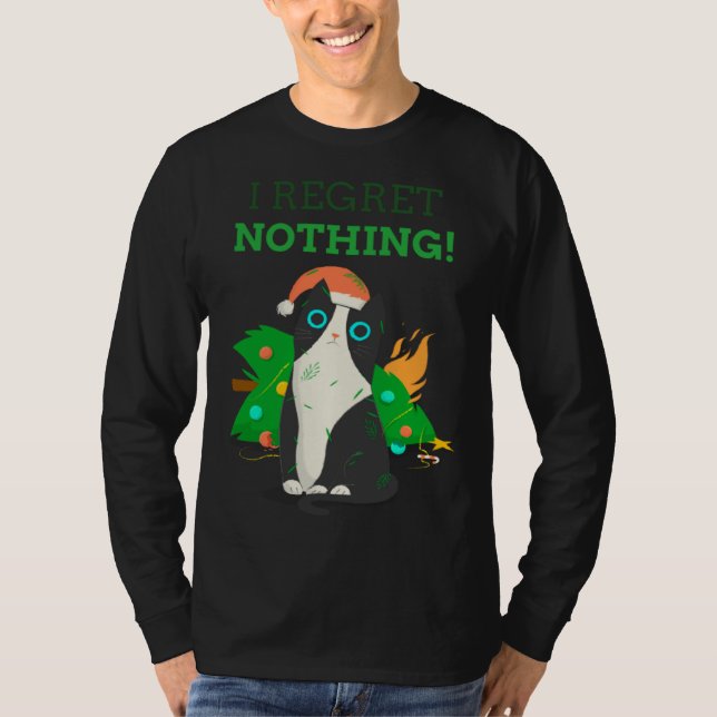 Camiseta I Regret Nothing Christmas Cat Perfect (Frente)