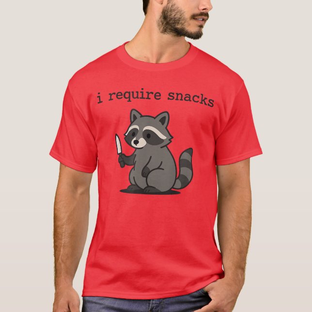 Camiseta I Require Snacks Raccoon friends (Frente)