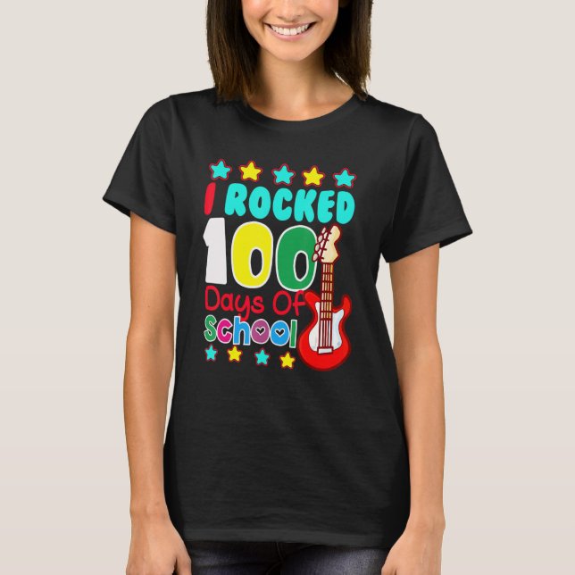 Camiseta I Rocked 100 Days Of School Guitar  Music 100th Da (Frente)