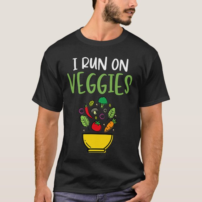 Camiseta I Run On Veggies  Humor Vegan Vegetarian Runner Ve (Frente)