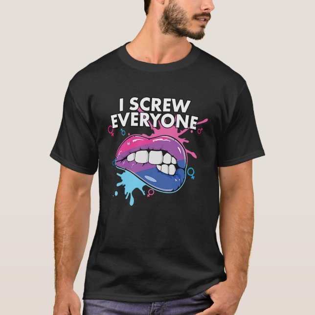 Camiseta I Screw Everyone Bisexual Rainbow Pride Bisexualit (Frente)