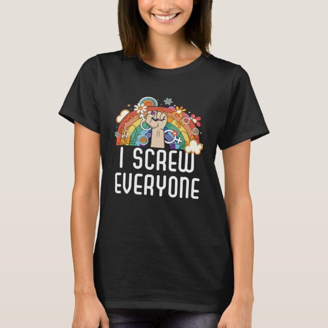 Camiseta I Screw Everyone Bisexual Rainbow Pride Bisexualit (Frente)