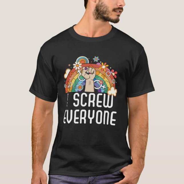 Camiseta I Screw Everyone Bisexual Rainbow Pride Bisexualit (Frente)