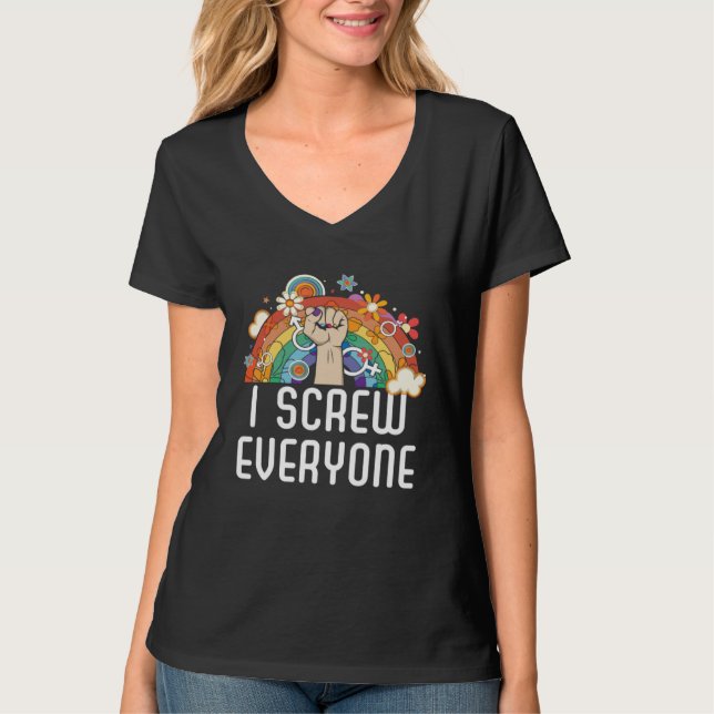 Camiseta I Screw Everyone Bisexual Rainbow Pride Bisexualit (Frente)