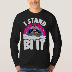 Camiseta I Stand Bi It Raccoon Bisexual Pride Flag Rainbow