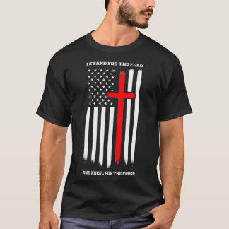 Camiseta I Stand for the Flag and Kneel for the Cross Veter