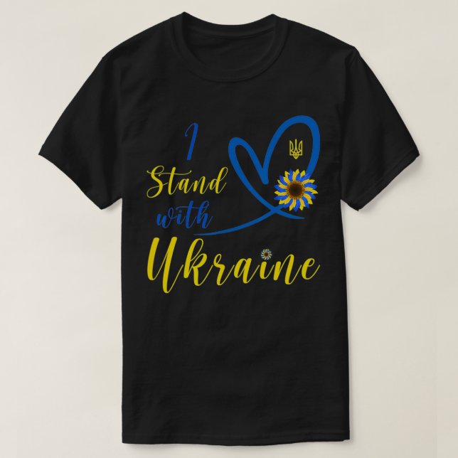 Camiseta I Stand With Ukraine shirt Heart Sunflower Flag Sy (Frente do Design)