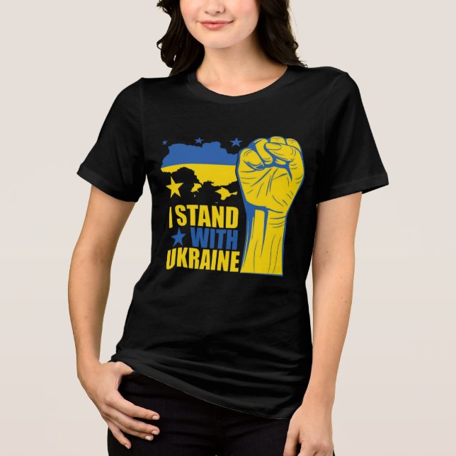 Camiseta I stand with Ukraine. Support Ukraine. Tri-Blend S (Frente)