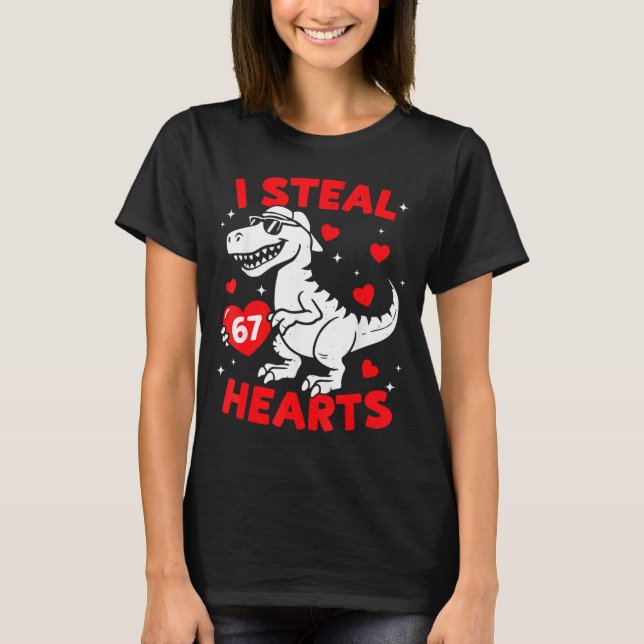 Camiseta I Steal 67 Heart Dinosaur For Boys Girls Kids Vale (Frente)
