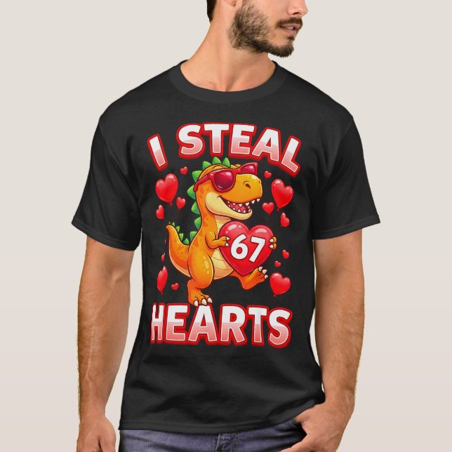 Camiseta I Steal Hearts 67 Trex Kids Valentines Meme Six Se (Frente)