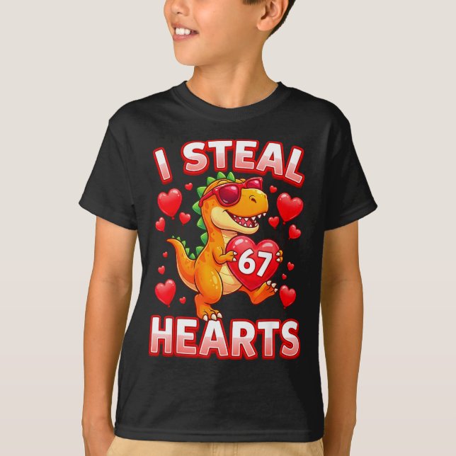 Camiseta I Steal Hearts 67 Trex Kids Valentines Meme Six Se (Frente)