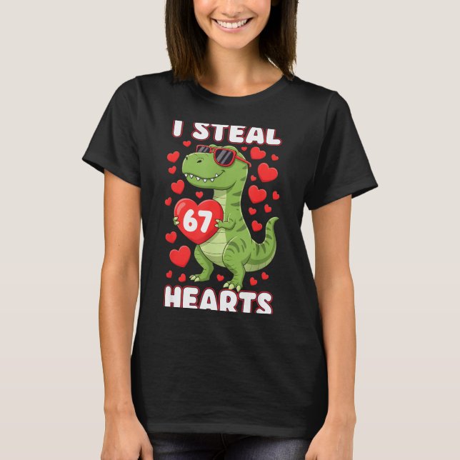 Camiseta I Steal Hearts 67 Trex Kids Valentines Meme Six Se (Frente)
