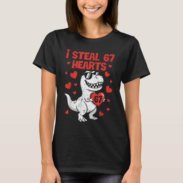 Camiseta I Steal Hearts Dino Boys Dinosaur Valentines 67 To (Frente)