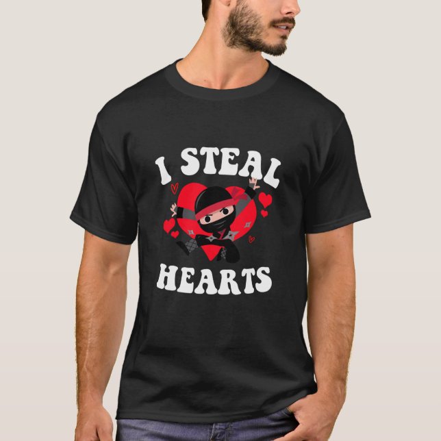 Camiseta I Steal Hearts Ninja Boys Valentines Day (Frente)