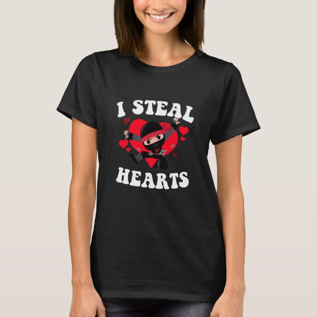 Camiseta I Steal Hearts Ninja Boys Valentines Day (Frente)
